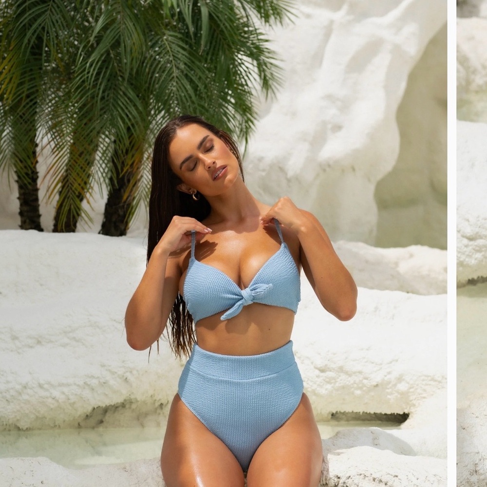 Somerfield Swim Light Blue Tie-Front High-Waist Bikini
